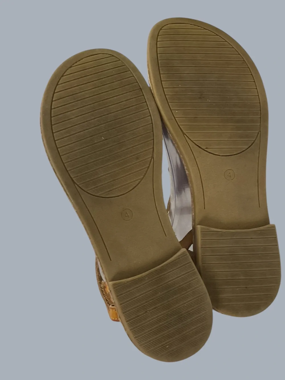 Rachel Shoes Big Girls Tan Floral T-Strap Leather Sandals Size 4
